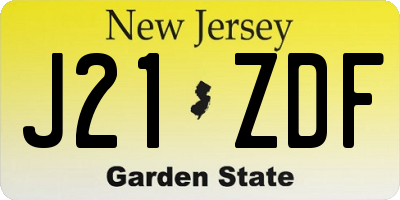 NJ license plate J21ZDF