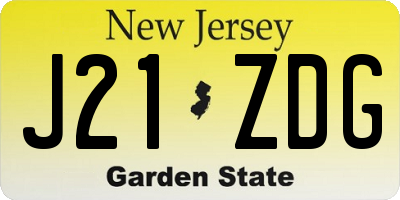 NJ license plate J21ZDG