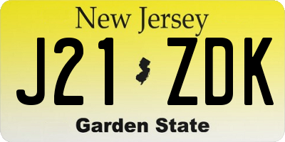 NJ license plate J21ZDK