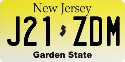 NJ license plate J21ZDM