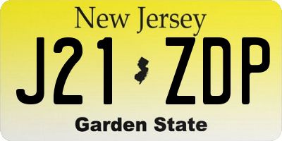 NJ license plate J21ZDP