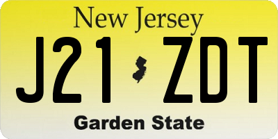 NJ license plate J21ZDT