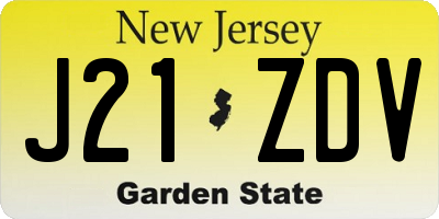 NJ license plate J21ZDV