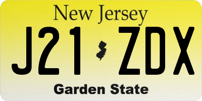 NJ license plate J21ZDX
