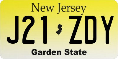 NJ license plate J21ZDY
