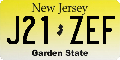 NJ license plate J21ZEF
