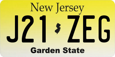 NJ license plate J21ZEG