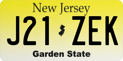 NJ license plate J21ZEK