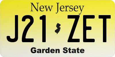 NJ license plate J21ZET