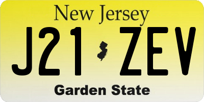 NJ license plate J21ZEV