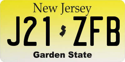 NJ license plate J21ZFB
