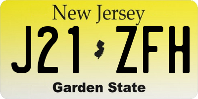NJ license plate J21ZFH