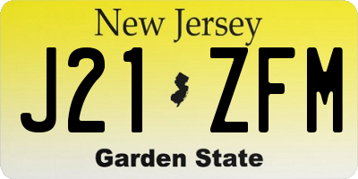 NJ license plate J21ZFM