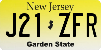 NJ license plate J21ZFR