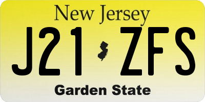 NJ license plate J21ZFS
