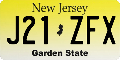 NJ license plate J21ZFX