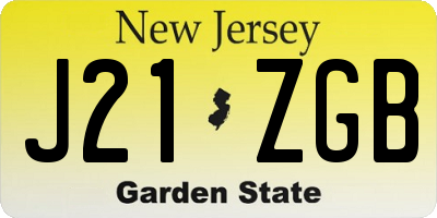 NJ license plate J21ZGB