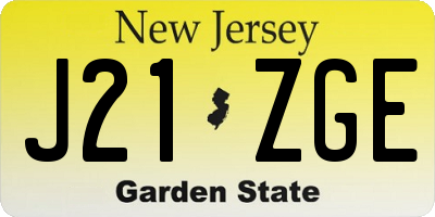 NJ license plate J21ZGE
