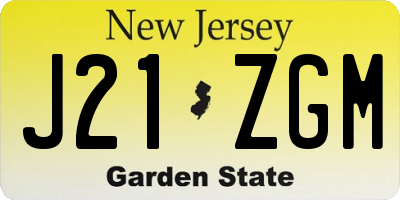 NJ license plate J21ZGM