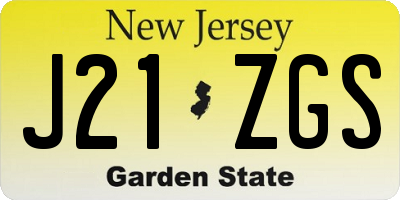 NJ license plate J21ZGS