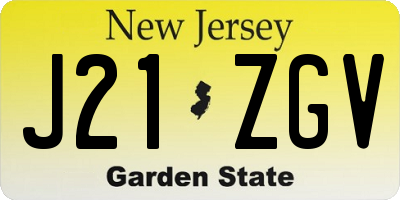 NJ license plate J21ZGV
