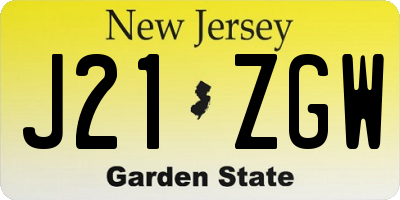 NJ license plate J21ZGW