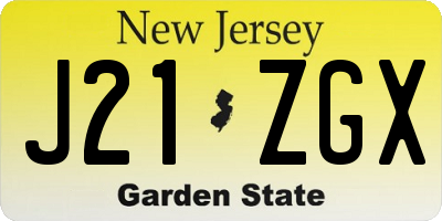 NJ license plate J21ZGX