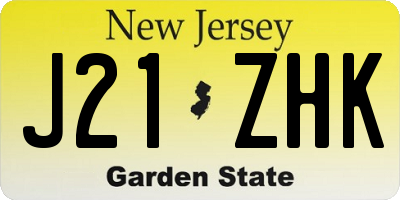 NJ license plate J21ZHK