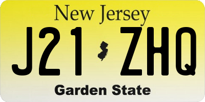 NJ license plate J21ZHQ