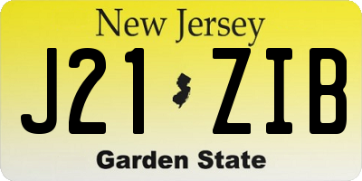 NJ license plate J21ZIB