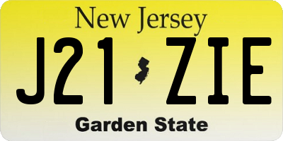 NJ license plate J21ZIE