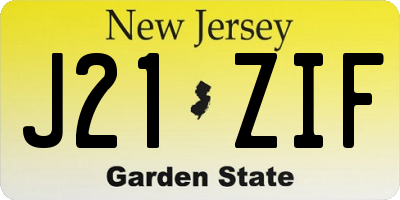 NJ license plate J21ZIF