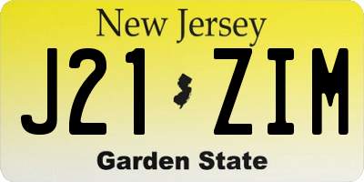 NJ license plate J21ZIM