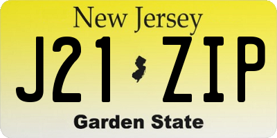 NJ license plate J21ZIP