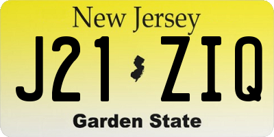 NJ license plate J21ZIQ