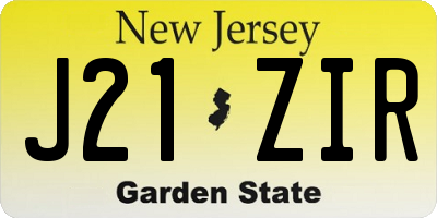 NJ license plate J21ZIR