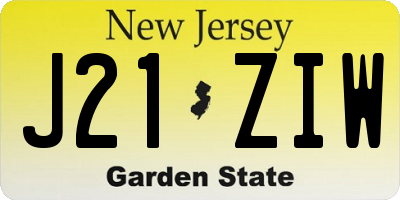 NJ license plate J21ZIW