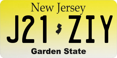 NJ license plate J21ZIY