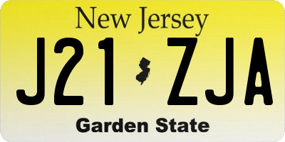 NJ license plate J21ZJA