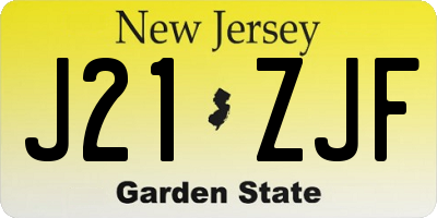 NJ license plate J21ZJF