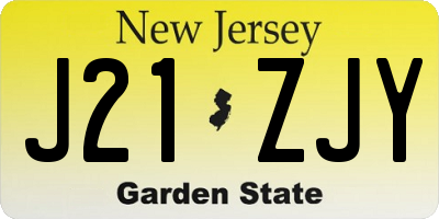 NJ license plate J21ZJY