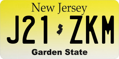 NJ license plate J21ZKM