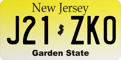 NJ license plate J21ZKO