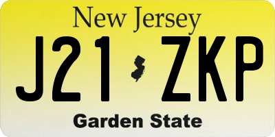 NJ license plate J21ZKP