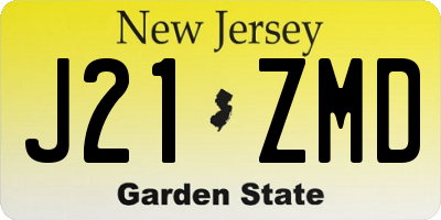 NJ license plate J21ZMD