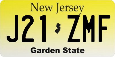 NJ license plate J21ZMF