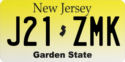 NJ license plate J21ZMK