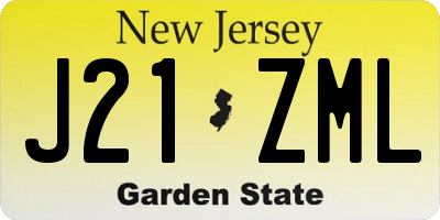 NJ license plate J21ZML