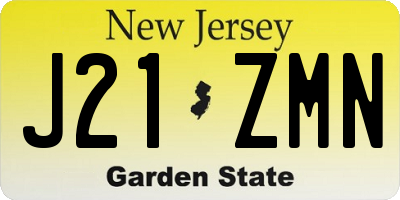 NJ license plate J21ZMN