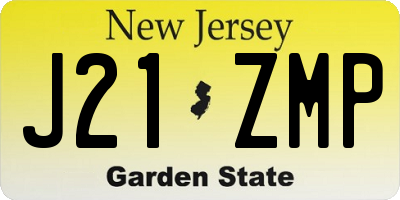 NJ license plate J21ZMP